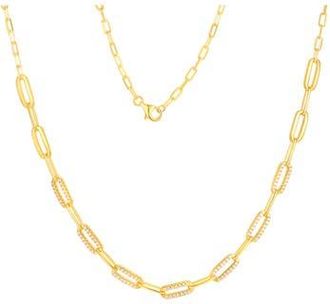 Candela Jewelry Cubic Zirconia Paper Clip Chain Necklace in Gold at Nordstrom Rack