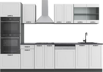 Vicco Mueble De Cocina R-line, Casa De Campo Blanca/antracita, 300 Cm Con Armario Alto, Et Antracita