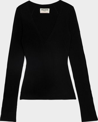 Zadig&Voltaire Syla Ribbed Merino Wool-Blend Sweater