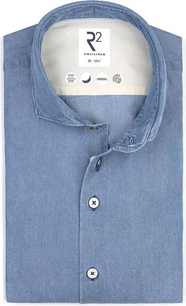 R2 Blauw R2 Amsterdam overhemd zachte denim look