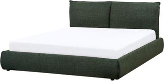 Beliani Classic Upholstered Bed eu King Size 5ft3 Frame Slatted Base Polyester Fabric Dark Green Vinay
