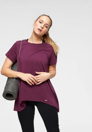 Venice Beach Funktionsshirt VENICE BEACH Funktionsshirt, Damen, Gr. 40/42, lila (pflaume), Single Jersey, Obermaterial: 63% Polyester, 32% Baumwolle, 5% Elasthan, 