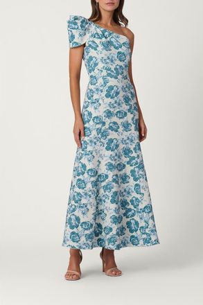 Shoshanna Midnight Floral Jacquard Lolla Dress in Blue/ivory at Nordstrom, Size 12