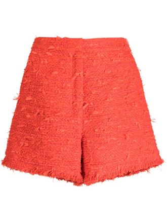 Shiatzy Chen tweed high-waist shorts - Red