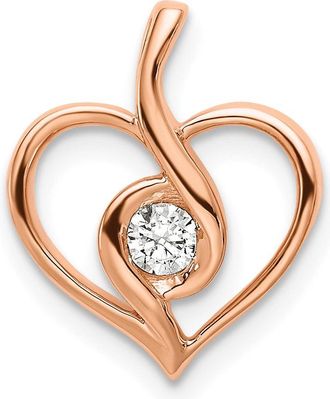 Diamond2Deal 14K Rose Gold Lab Grown Diamond Bezel Open Heart Pendant (0.1ct, VS, G-H)