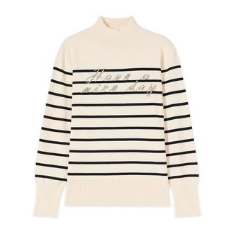 Oltre Trui met juweelborduring - Dames - Truien - Wit - Maat: S Viscose