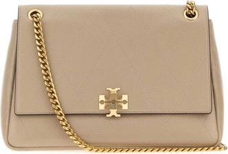Tory Burch Charlie Schoudertas - Dames - Schoudertassen - Grijs - ONE Size - Leer - Tassen