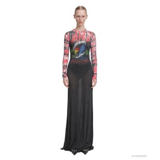 Balenciaga Extreme Tie Dye Long Sleeve Dress