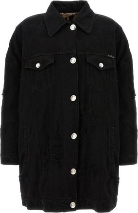 Dolce & Gabbana Lange Jas - Dames - Spijkerjassen - Zwart - M - Katoen - Jassen