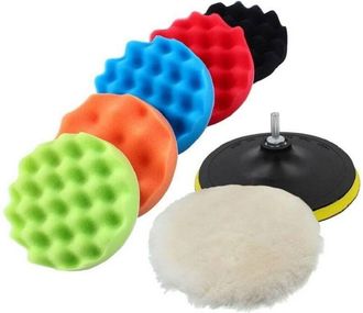 Trade Shop Trade Shop - Kit 10 Pz Spugna Lucidante Ceratura + Adattatore Per Trapano Lucidatrice 150mm