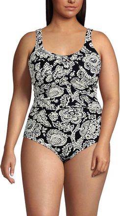 Lands End New SlenderSuit Carmela Underwire One Piece Swimsuit in Floral Medley/black at Nordstrom, Size 16W