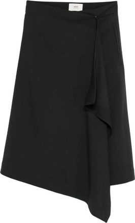 Ami Asymmetrische Omslagrok - Dames - Midirokken - Grijs - 2XS - Wol - Rokken
