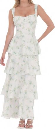 Lucy in the Sky Womens Floral Ruffle Maxi Dress In Green