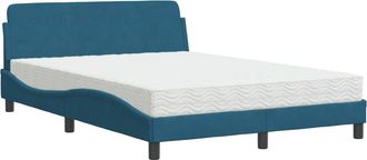 vidaXL Cama Con Colch&oacute;n Azul Terciopelo 120x200 Cm Vidaxl