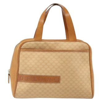 Celine Vintage Macadam Handbag Canvas And Leather Beige Canvas Handbag (Pre-Owned)