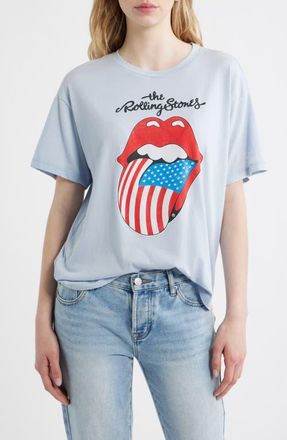 Daydreamer Rolling Stones Hot Lips Flag Graphic T-Shirt in Sky Way Blue at Nordstrom, Size X-Small
