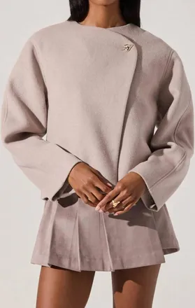 Astr Jennah Wool-Blend Wrap Jacket In Oatmeal