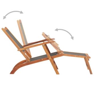 Berkfield Home Outdoor Deck Chair Solid Acacia Wood & Textilene in Brown