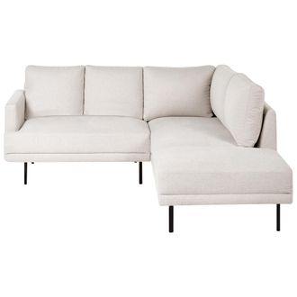 Beliani Beliani - Sof&aacute; Esquinero Moderno Tapizado 4 Plazas Patas De Metal Respaldo Acolchado Minimalista Tela Izquierdo Beige Claro Breda