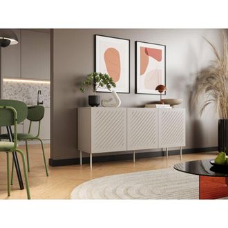 Dmora Aparador Estilo, Mueble 1 Estante, 3 Puertas, 3 Huecos, 150.5x42x75h Cm Beige