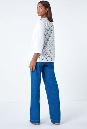 Roman 3/4 Sleeve Lace Back Waterfall Jacket