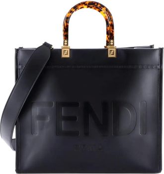 Fendi Sunshine Shopper Leather Medium tote bag - Zwart