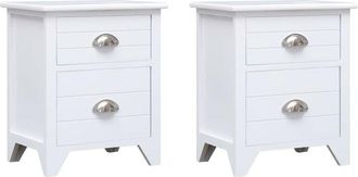 vidaXL Mesitas de noche con 2 cajones 2 unidades blancas Vidaxl