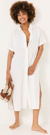 Fat Face FatFace Ivory 100% Cotton Beachwear Broderie Shirt Dress