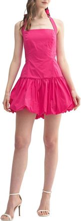 All in Favor Halter Bubble Hem Minidress in Hot Pink at Nordstrom, Size X-Small