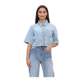 Liu Jo Dames, Blouses & Shirts, Blauw, Maat: S Katoen