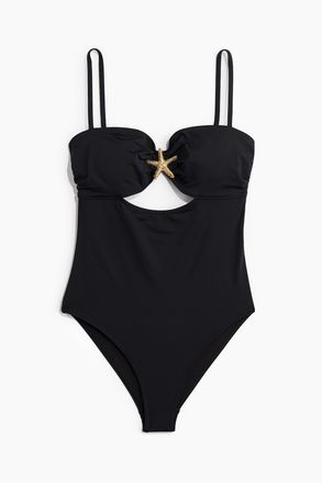 H&M Badeanzug mit Seesterndetail und wattierten Cups - Schwarz