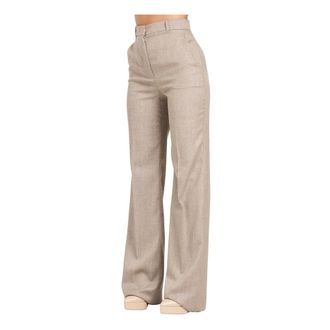 Max Mara Dames, Broeken, Bruin, Maat: S Linnen