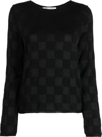 Comme Des Garçons checked long-sleeved knitted top - women - Wool/Polyester/Acetate/Acrylic/Rayon - L - Black