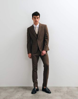 Asos Giacca da abito skinny marrone