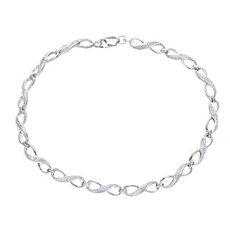 Diamant L'&eacute;ternel Womens 9ct White Gold Diamond Set Fig 8 Link Bracelet - One Size