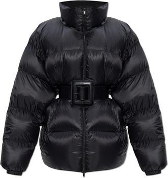 Balenciaga Hourglass Down Jacket - Dames - Gewatteerde jassen - Zwart - XS - Leer - Jassen