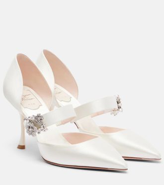 Roger Vivier Mini Bouquet embellished satin pumps