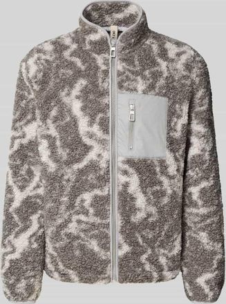 Only & Sons Regular Fit Teddyfell-Jacke mit Allover-Muster Modell JAIMY in Mittelgrau, Größe XXL