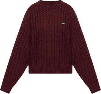 Rotate Wol trui met logopatch - Dames - Ronde hals truien - Rood - XS - Wol - Truien & Vesten