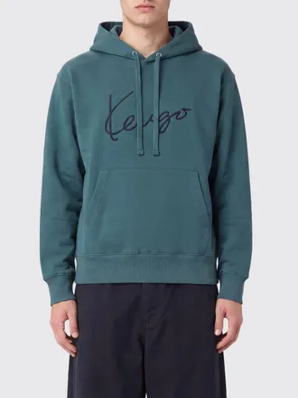Kenzo Felpa in cotone con cappuccio e logo a contrasto