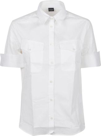 Fay Shirt met korte mouwen - Dames - Overhemden - Wit - L - Overhemden