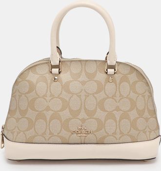 Coach Beige/cream Signature Coated Canvas And Leather Mini Sierra Satchel