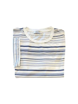 Crossley Mens Short Sleeve Stripe Crewneck Tee In Blue/ White