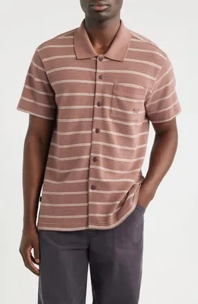 Dark Seas Shayne Short Sleeve Cotton Knit Button-Up Shirt in Taupe at Nordstrom, Size Xx-Large