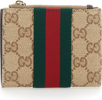 Gucci Womens Wallet Gg Canvas Beige