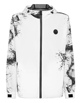 Plein Sport Windbreaker Jacket Splash Men in White at Nordstrom, Size Xxx-Large Eu