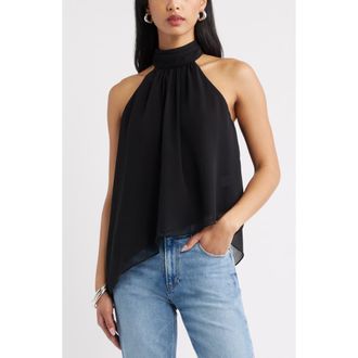 Open Edit Asymmetric Woven Top in Black at Nordstrom, Size Xx-Small