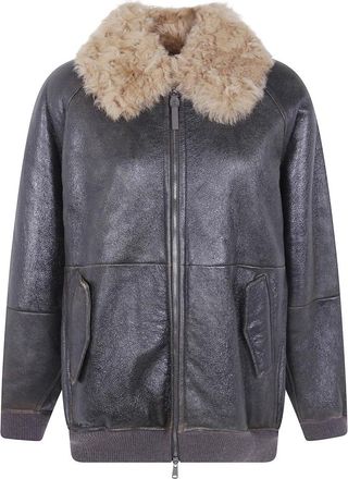 Brunello Cucinelli Leather Jassen - Dames - Leren en Su&egrave;de Jassen - Bruin - M - Jassen