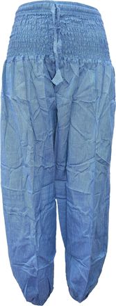 Gheri Womens Pull On Cuffed Taper High Waist Plain Boho Hareem Trousers Turquoise