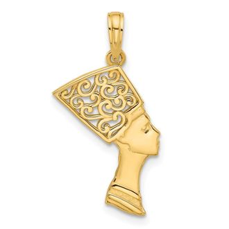 Diamond2Deal 14k Yellow Gold Fancy Nefertiti Profile Charm Pendant
